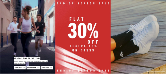 Adidas - End of Season Sale | Flat 30# off|  Extra 15% off on 4999
