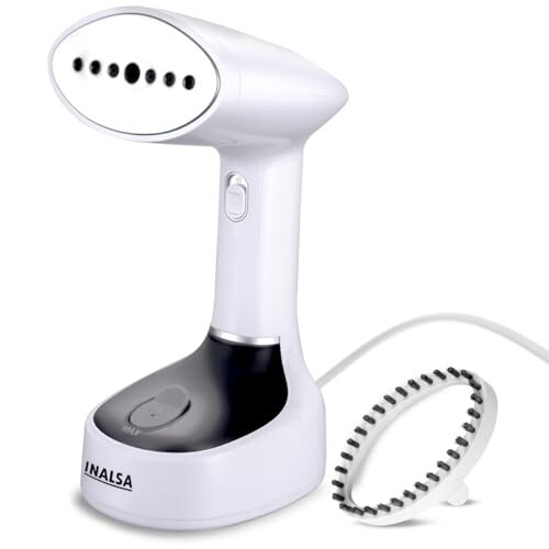 INALSA TravelPress 1500W Garment Steamer for Clothes|180ml Water Tank|Stainless Steel Steam Head|20g/min Continuous Steam|360° Swivel Cord|Fast Heat Up|Portable Handheld Fabric Steamer 1 Year Warranty