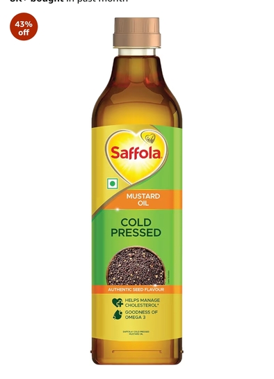 Loot 1 ltr SAFFOLA COLD PRESS mustard oil at rs 116 only or less