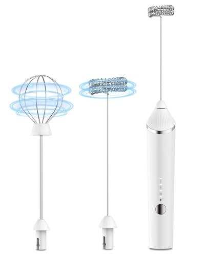 Rechargeable Electric Milk Frother and Mixer, Frother Coffee Maker, 3-Speed Beater.