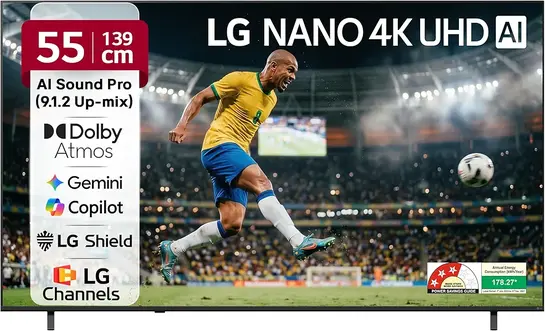 LG 139 cms (55 inches) NU87 AI Series Nano 4K Ultra HD Smart webOS VA LED TV