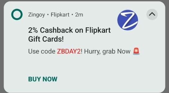 Flipkart Gift Card @2% Cashback 