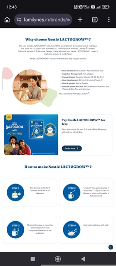 Lactogrow milk powder - Free sample