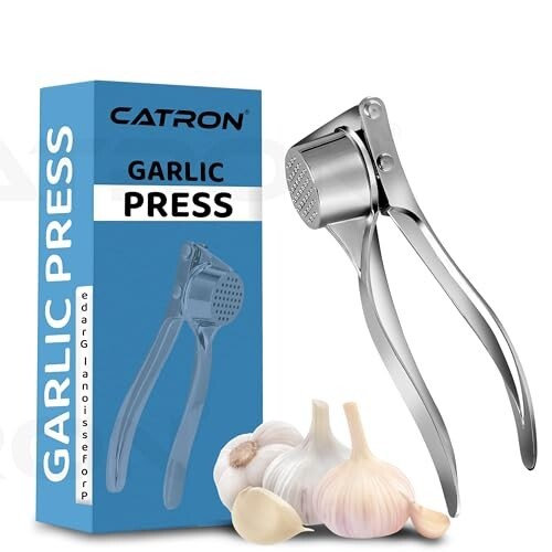 Catron Stainless Steel Garlic Crusher Presser Garlic Press Manual Garlic Mincer | Garlic Cutter Chopper | Easy to Squeeze & Clean for Kitchen