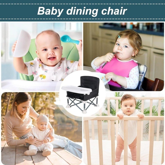 MAHOSTAV Baby Foldable Booster High Chair | Travel Beach Camping | With Tray | Multicolor