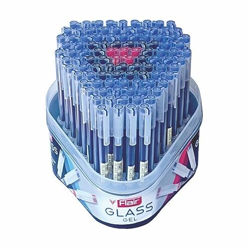 FLAIR Glass Gel Pens (100 Pack) | Blue, Black & Red Ink