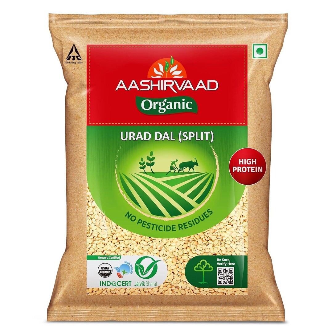 (Amazon Now) Aashirvaad Organic Urad Dal (Split), 1 Kg