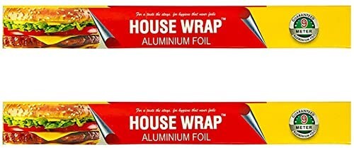 House Wrap Aluminium Foil 18 Meters Total for Food Packing, Cooking, Baking | Foil Paper for Food Wrap 11 Microns Thickness