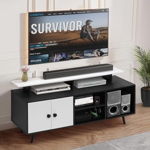 ABOUT SPACE TV Unit for Living Room - Stand  (Black & White)