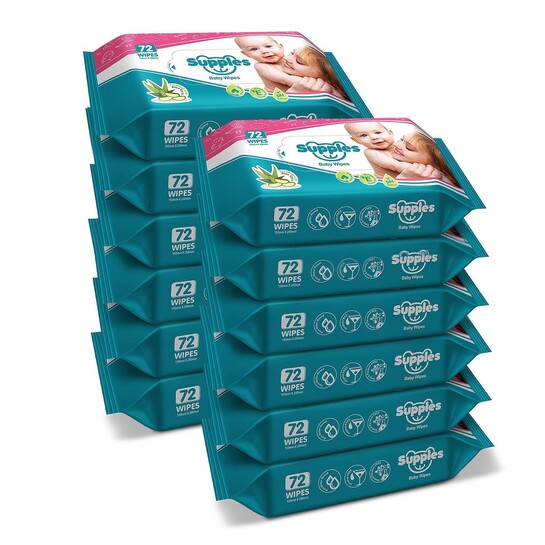 Amazon Brand Supples Baby Wipes 864 Count | Aloe Vera Vitamin E | Alcohol Free Paraben Free