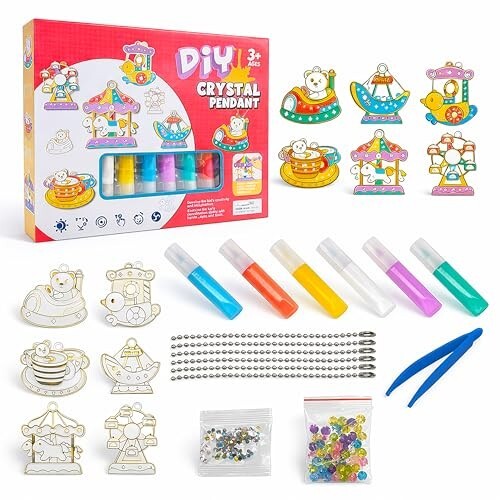 VGRASSP DIY Color Glue Painting Crystal Pendant with Accessories 