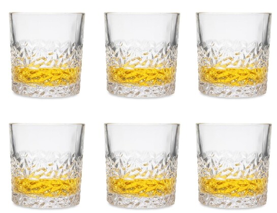 MosQuick® Whiskey Glasses(Set of 6)-300ml Sculpted Scotch Glass