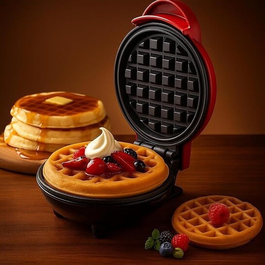 UnityMart Mini Waffle Maker Machine 3 In 1 Waffle Iron Home Appliances Kitchen Easy To Clean, 4 Inch