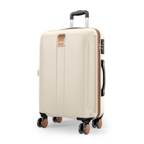 Safari Thorium Royale 8 Wheels 77cm Large Size Trolley Bag Hard Case , Vanilla Tan