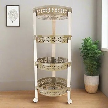 Nayasa Candy Round Trolley 4 Layers | Kitchen Organizer | 33.5 X 33.5 X 79 cm |