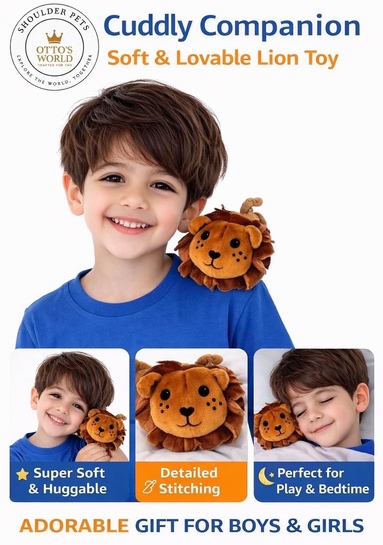OTTO'S WORLD Magnetic Lion Shoulderpet | Soft Plushie Toy | Birthday Return Gift | Boys Girls