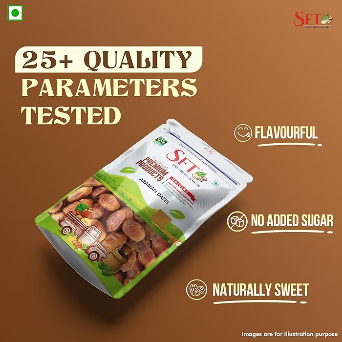 SFT Premium Natural Arabian Dates 1 Kg Pouch | Khajur, Khajoor |