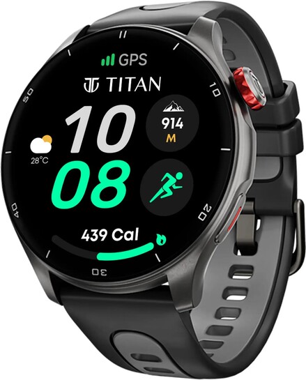 TITAN Celestor|India's Most Accurate In-Built GPS |Altimeter|Barometer|Compass|Strava Smartwatch (Black, Grey Strap, Free Size)
