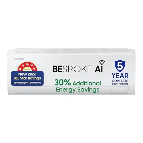 [HDFC CC EMI] Samsung 1.5 Ton 5 Bespoke AI Inverter Smart Split AC | WiFi | Voice Control | 4-Way Swing