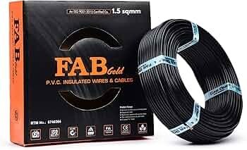 FAB GOLD 1.5 sqmm Single Core Copper Electrical Wire, 90 Meter (Black) |