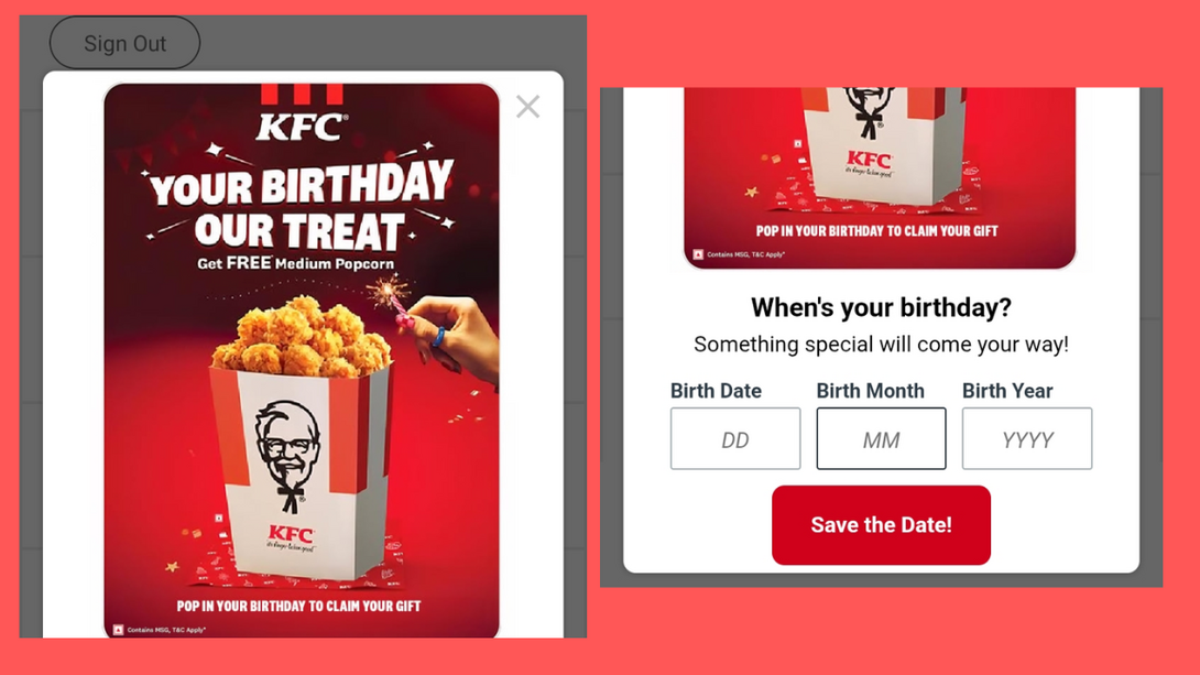 KFC Birthday Month Discount: Get Free Popcorn on Birthday