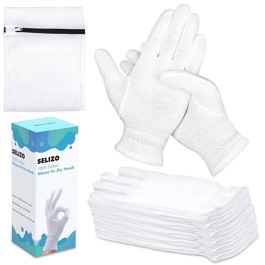 Moisturizing Cotton Gloves 20 Pcs | Dry Hands Overnight | Eczema | Sleeping Spa Gloves