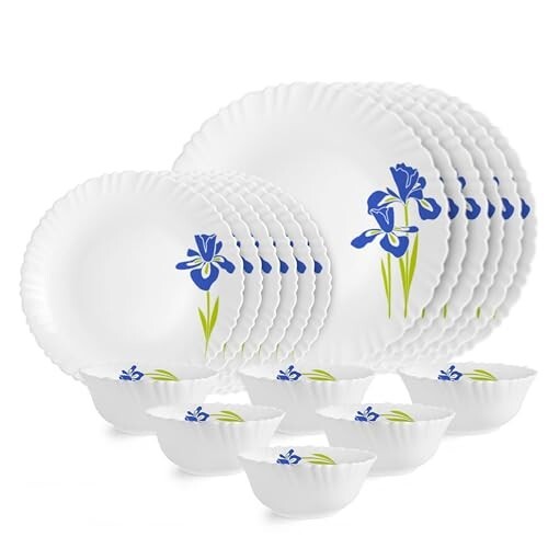 Cello Opalware Dazzle Series Blue Iris 18-Piece Dinner Set