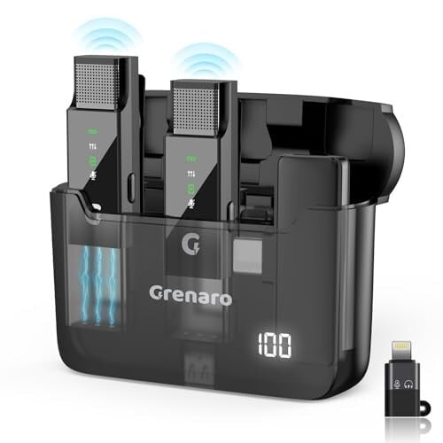 GRENARO S13 Wireless Mic for YouTube Recording, Collar Microphone with 3-Level Noise Reduction, 30m Range, 30H Battery, Portable Mike for Vlog, Live Streaming & Mobile Video Creators