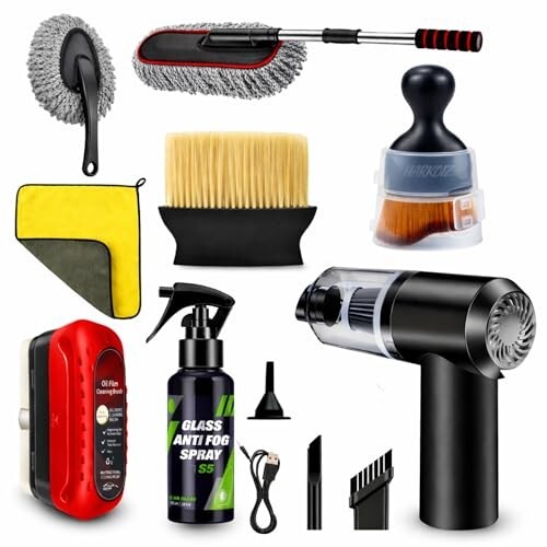 8 PCS Car Cleaning Kit Combo with Portable 120W Car Vacuum Cleaner 