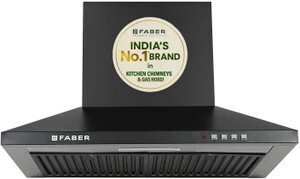 Faber HOOD PLUTO PB BF BK 60 Pyramid Shape 60cm|3 Layer Baffle filter, Low Noise Wall Mounted Black 1000 CMH Chimney (Wall Mounted, Black)