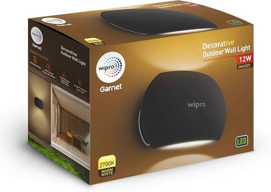 wipro Garnet Led Outdoor Wall Light (White) Polycarbonate