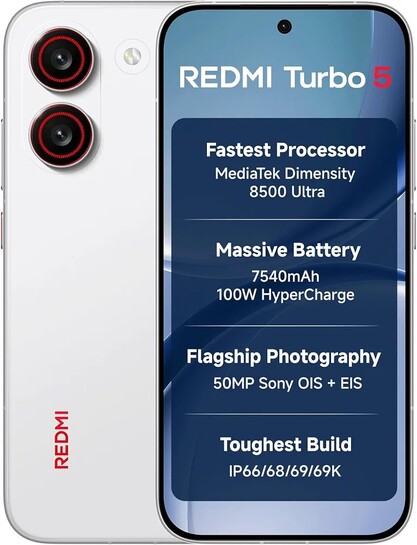 REDMI Turbo 5 (8GB + 256GB) Turbo White | MediaTek Dimensity 8500 Ultra |