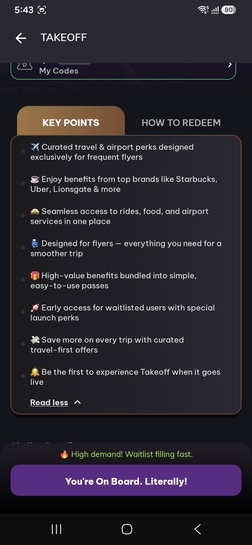 Takeoff - new travel perk app launch from Timesprime