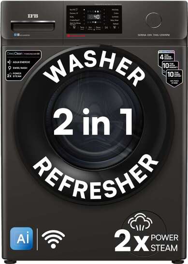 IFB  7 kg 5 Star with Steam WIFI Refresh Program, 9 Swirl wash, Eco Inverter, Powered by Al with WiFi Fully Automatic Front Load with In-built Heater Black (SERENA OXN 7012 CMS)