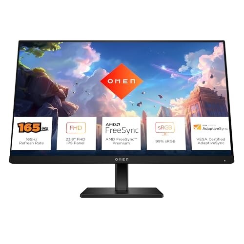 HP OMEN Gaming Monitor, 23.8 inch(60.5 cm) FHD, 165Hz, (Black)