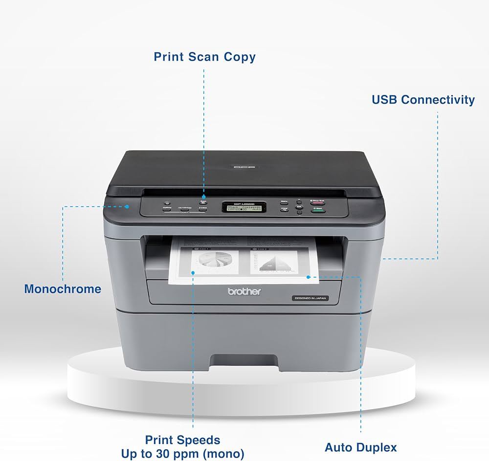 Brother DCP-L2520D | 3-in-1 multi function device | full colour flatbed scanner | monochrome duplex laser printer with on-site service during warranty 