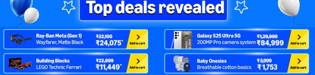 Samsung S25 Ultra in Amazon Prime Day vs Flipkart GOAT Sale 2026