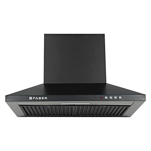 Faber Pluto 60 cm 1000 m³/hr Wall Mounted Kitchen Chimney | Baffle Filter | Push Button | LED Lights | 1 Year Comprehensive Warranty and 12 Years on Motor | Black 