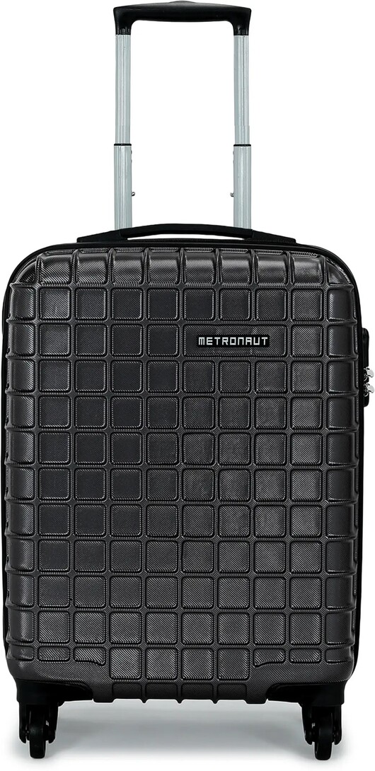METRONAUT Small Cabin Suitcase (53 cm) 4 Wheels - Grid - Black