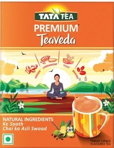 Tata Tea Premium Teaveda Tulsi, Cardamom, Ginger Black Tea Box (250 g)