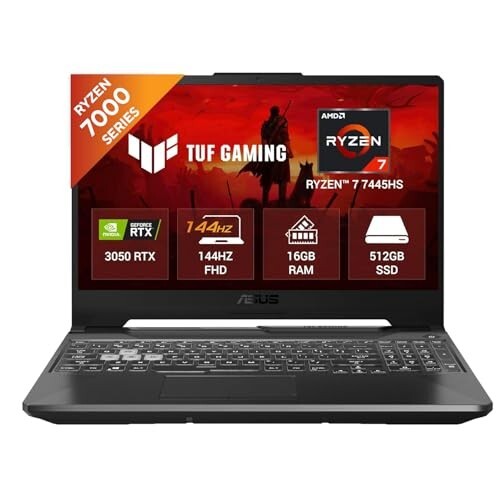ASUS TUF A15 (2025), AMD Ryzen 7 7445HS,RTX 3050-4GB,75W TGP,16GB DDR5(Upgradeable Upto 64GB) 512GB SSD,FHD,15.6",144Hz,RGB Keyboard,Windows 11