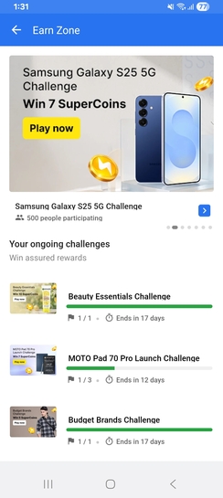 Flipkart Supercoin games available 