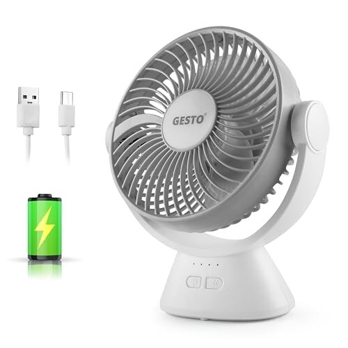 Gesto 7.8 Inch High Speed Rechargeable Table Fan for Home 