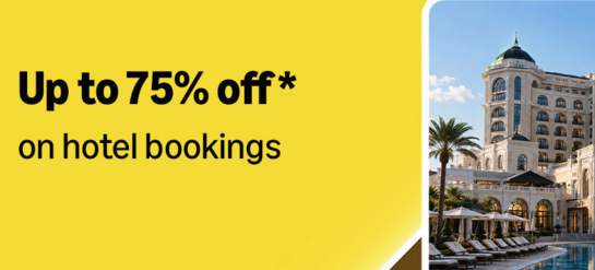 Up to 75% off on hotel bookings
