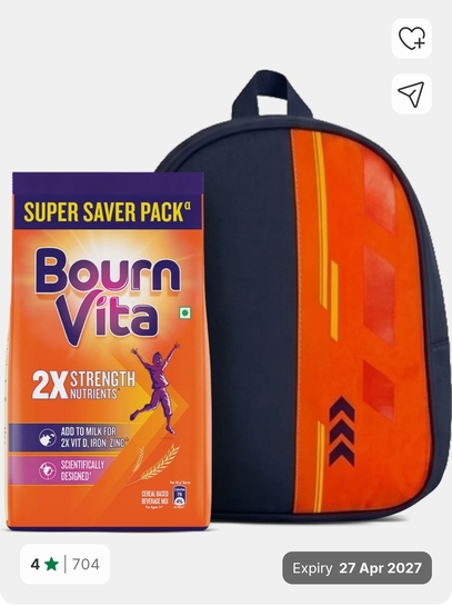 BOURNVITA Chocolate Nutrition Drink Pouch with School Bag (1 kg)
