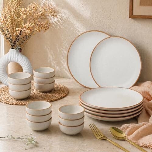 The Earth Store White Matte Ceramic Dinner Set