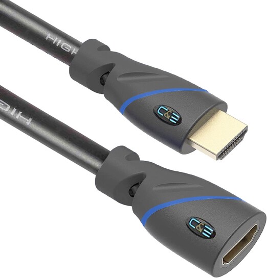 C&E High Speed HDMI Cable Male to Female with Ethernet Black (15 Feet/4.5 Meters)