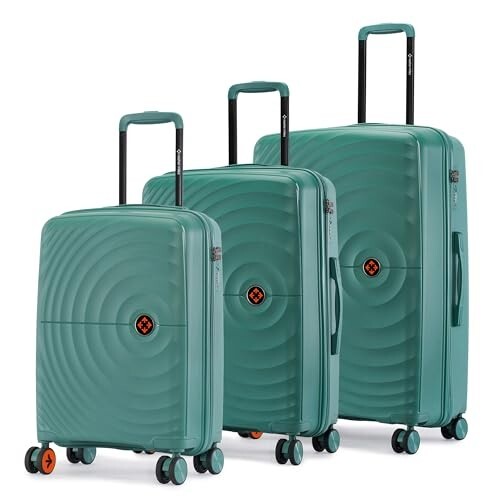 Nasher Miles Seattle Hard-Sided Polypropylene Luggage Set of 3 | 55cm, 65cm & 75cm | Suitcase (Dark Green)