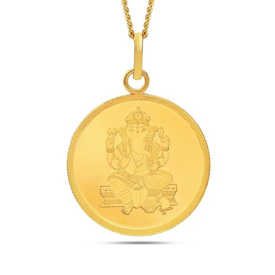 Kalyan Jewellers 24K (999) Purity Lord Ganesh Gold Coin Pendant 8 Gms