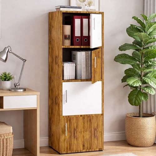 Callas Wooden Book Rack | Multi-Compartment Storage Cabinet 